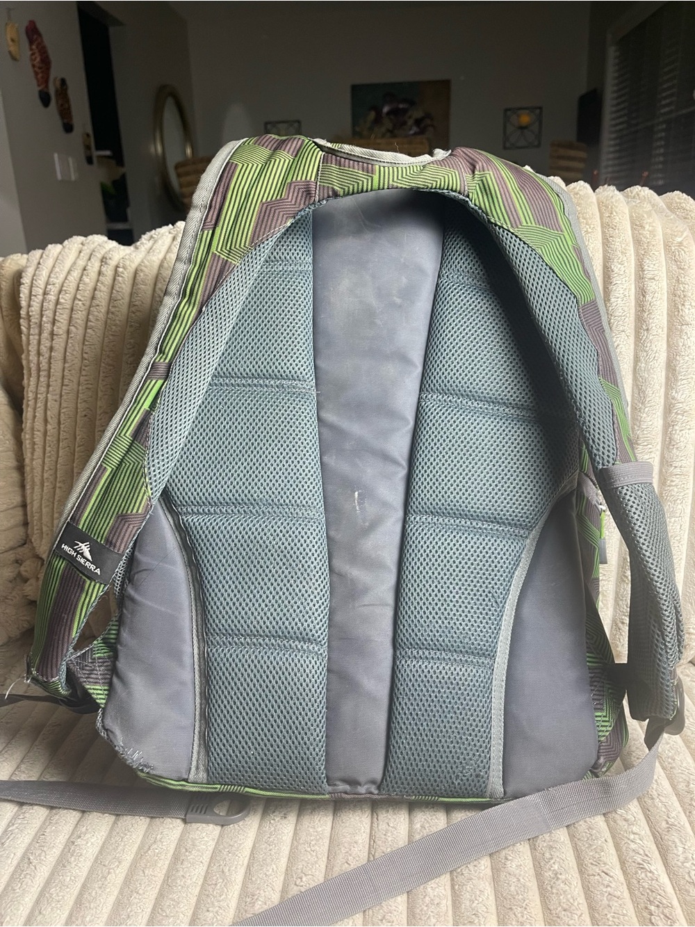 High Sierra Backpack Laptop School Travel Bag Gray Green Geometric Print - Picture 3 of 8